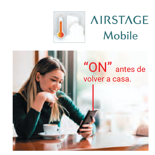 Una de las grandes ventajas de este equipo es que incorpora adaptador WLAN incluido de serie, permitiendo controlar el aire acondicionado desde el móvil o tablet mediante la aplicación AIRSTAGE Mobile.  Desde la app puedes supervisar y controlar el estado del equipo, encenderlo o apagarlo, ajustar la temperatura y preparar la estancia antes de llegar a casa. Esta función aporta una gran comodidad, especialmente si quieres encontrar la habitación climatizada al volver del trabajo, antes de dormir o al llegar a la oficina.  El control inteligente desde el smartphone permite una gestión más cómoda del confort y ayuda a evitar consumos innecesarios.